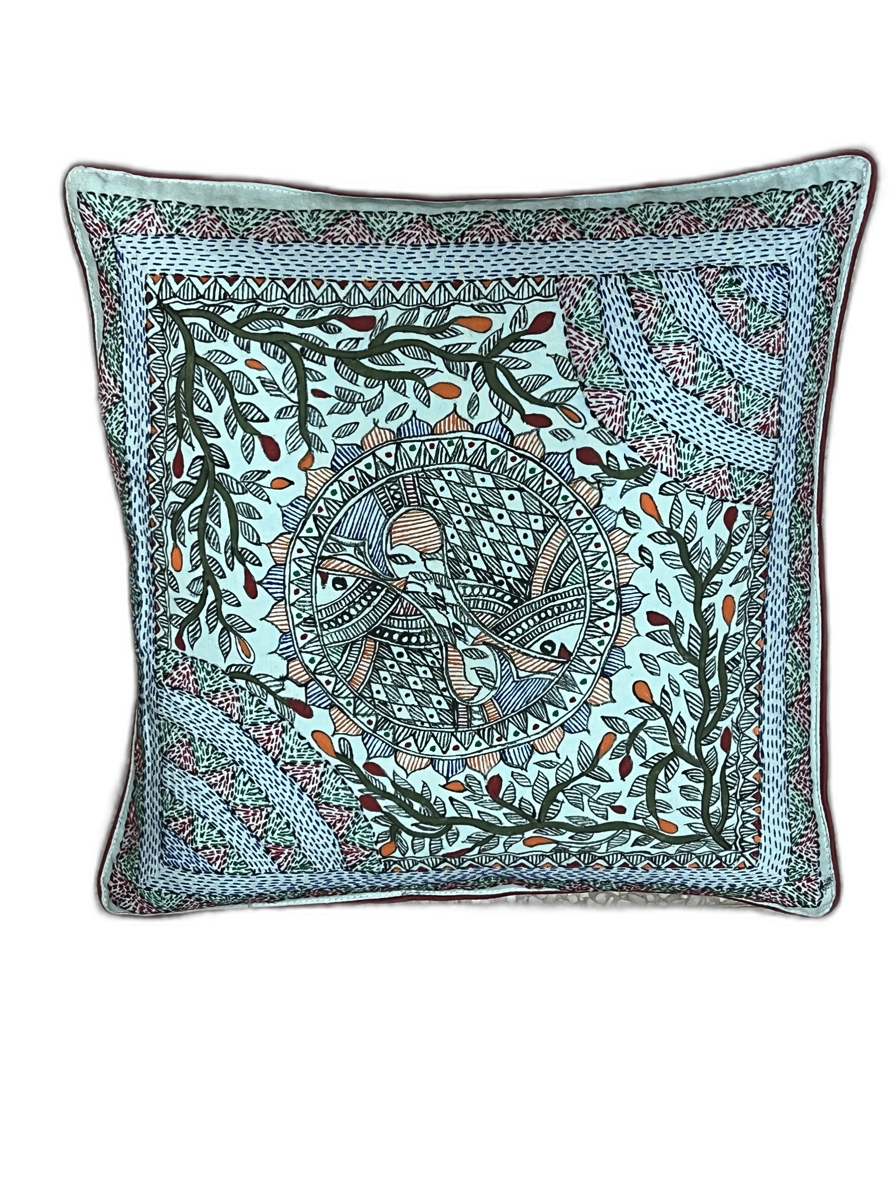 MADHUBANI AND SUJANI HAND-CRAFTED CUSHION COVER